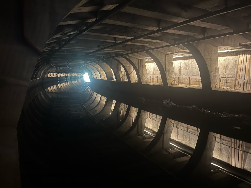 Internal photo of tunnel inside Merseyway Shopping Centre, Stockport