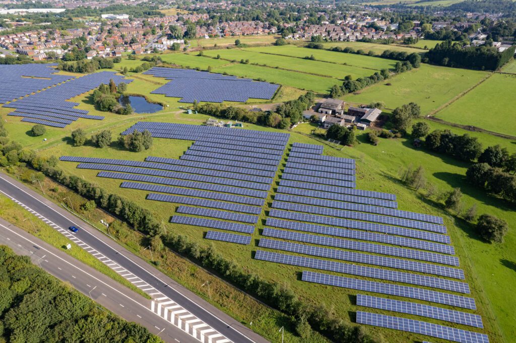 Photo of a solar panel farm