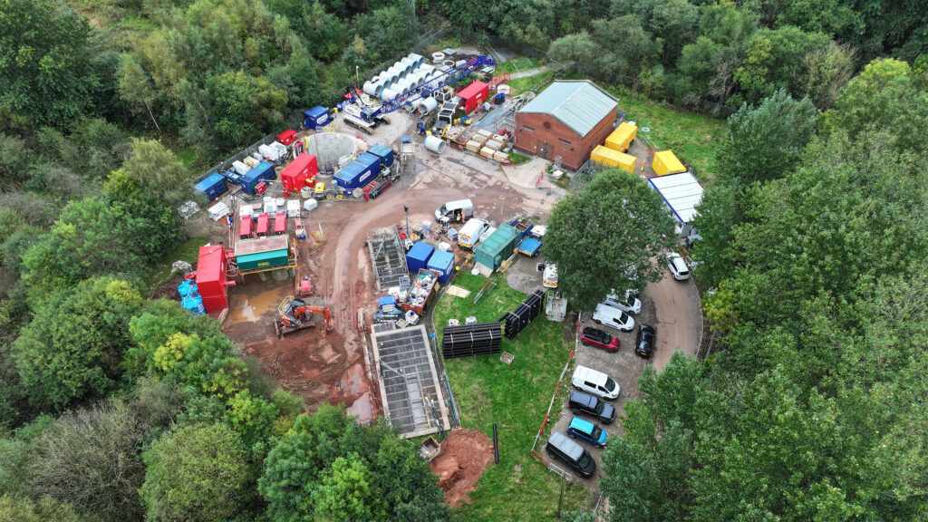 Drone footage of wastewater improvement scheme with a large shaft