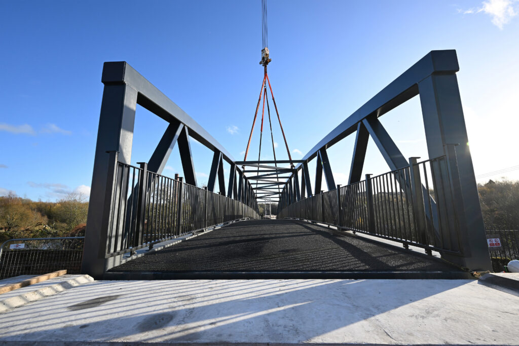 Close up view of a bridge under construction
